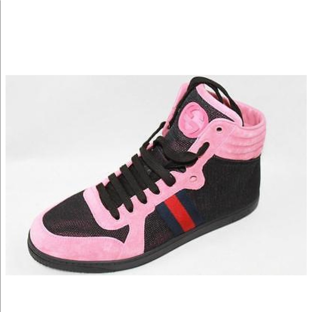 NEW Gucci men’s coda high pink suede sneakers!